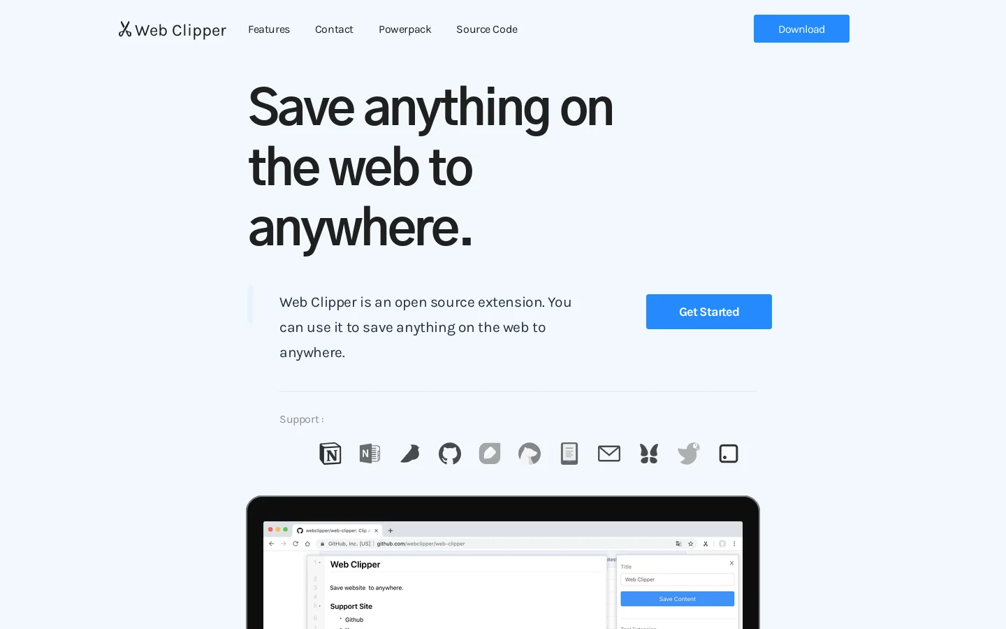 Clipper clipper.website Clipper is a browser extension or add-on that improves everyday web browsing workflows. ↗ Homepage screenshot