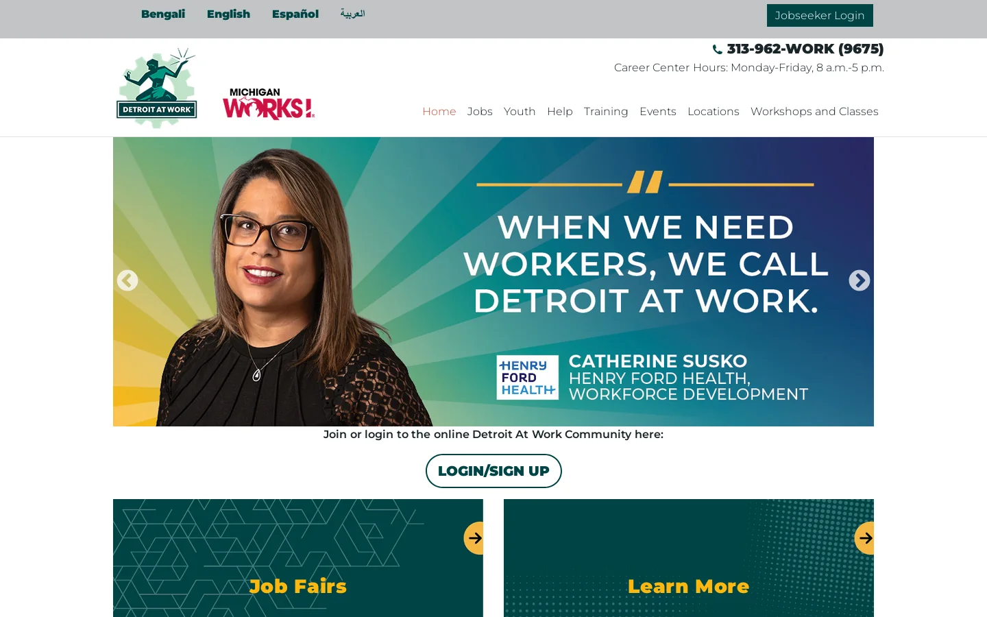 Detroit at Work Homepage screenshot