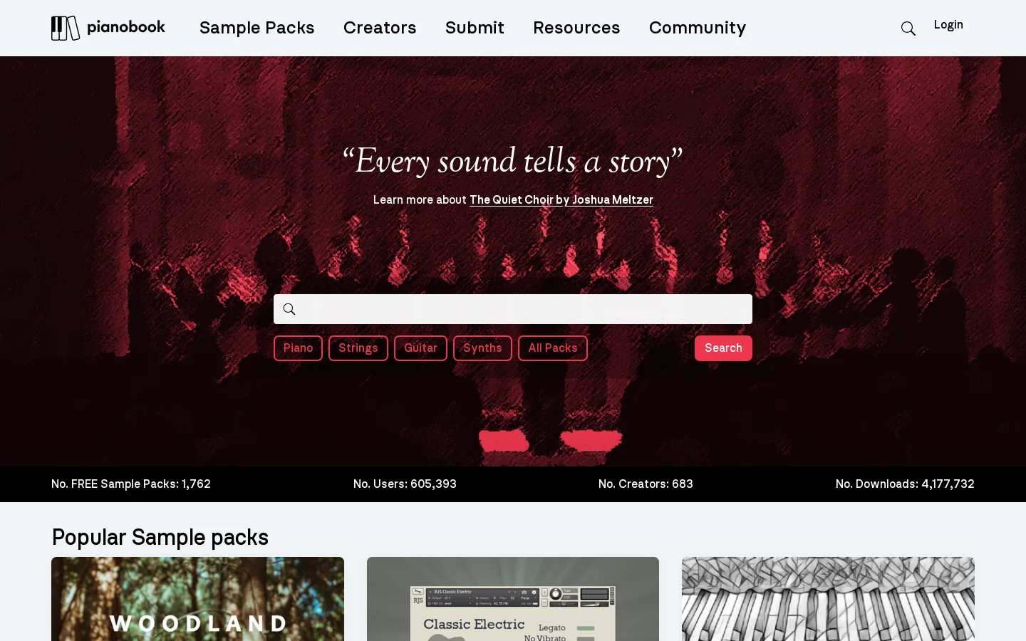 Pianobook Homepage screenshot