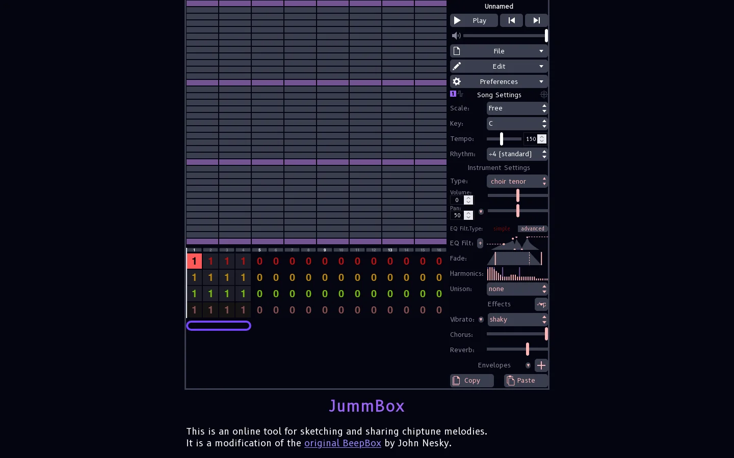 JummBox Homepage screenshot