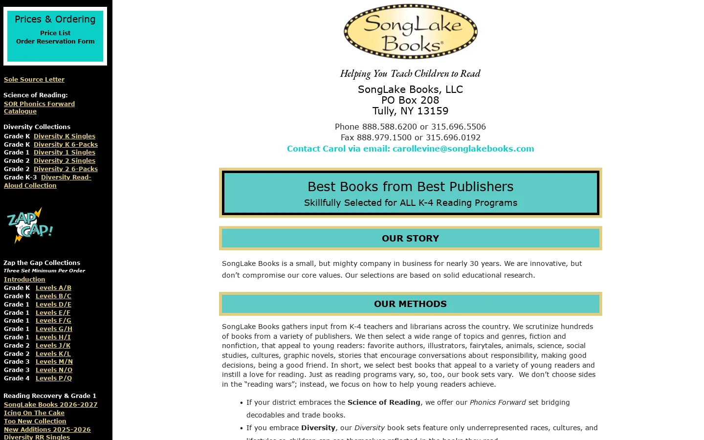 SongLake Books Homepage screenshot