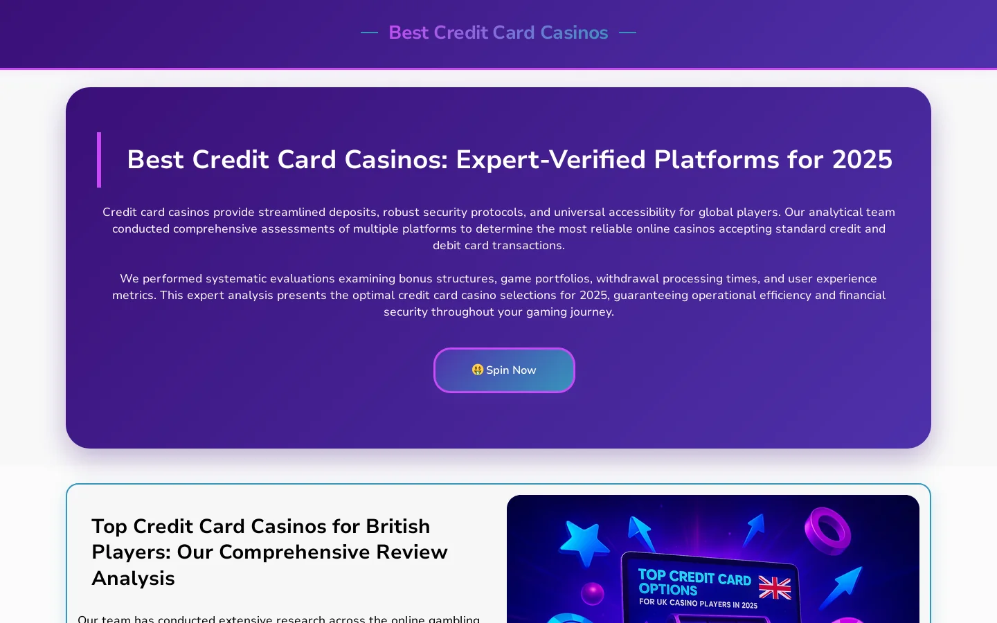 Best Credit Card Casinos: Expert-Verified Platforms for 2025 Homepage screenshot
