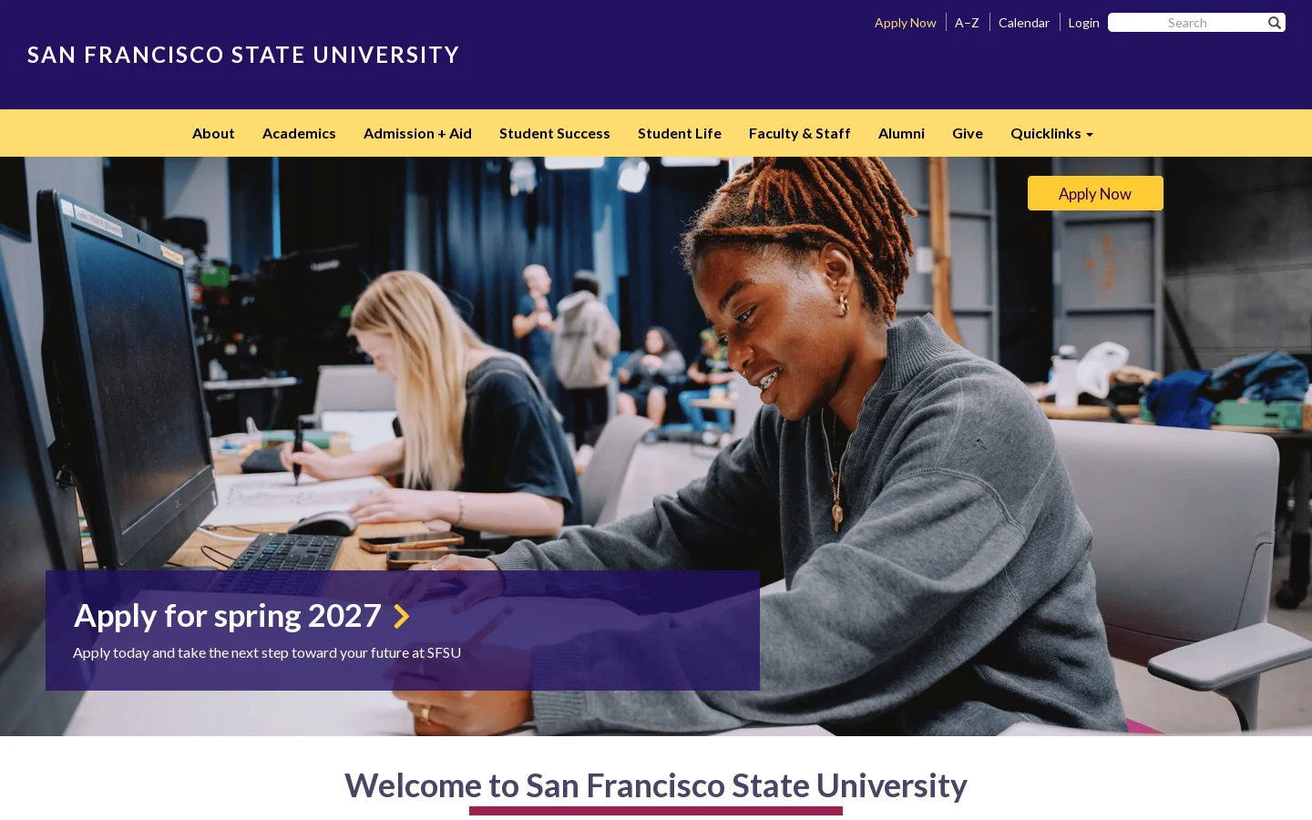 San Francisco State University Homepage screenshot