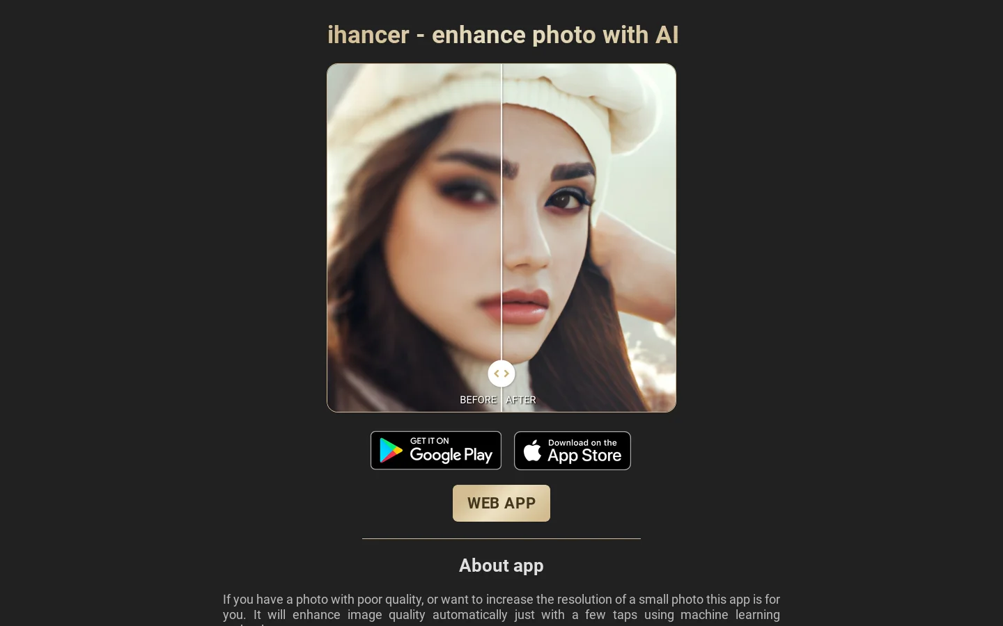 ihancer Homepage screenshot