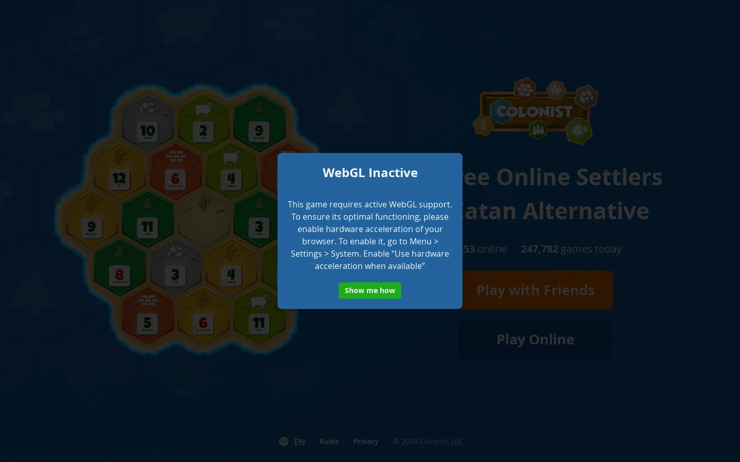 Colonist Homepage screenshot