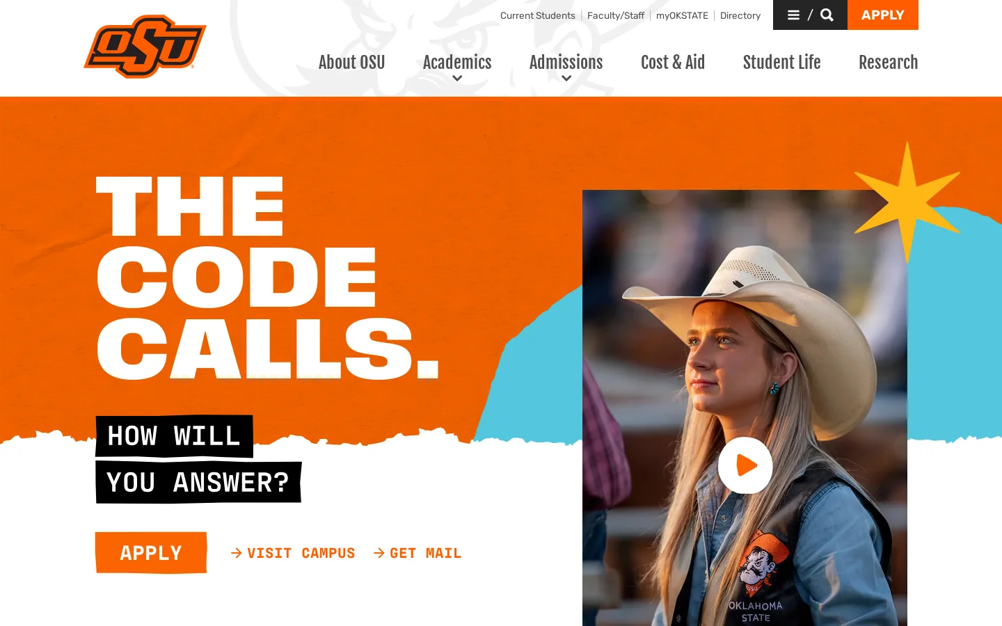 Oklahoma State University Homepage screenshot
