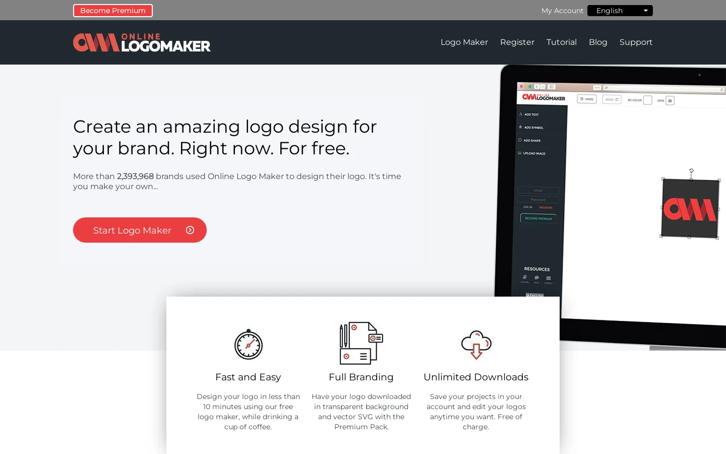 Online Logo Maker Homepage screenshot