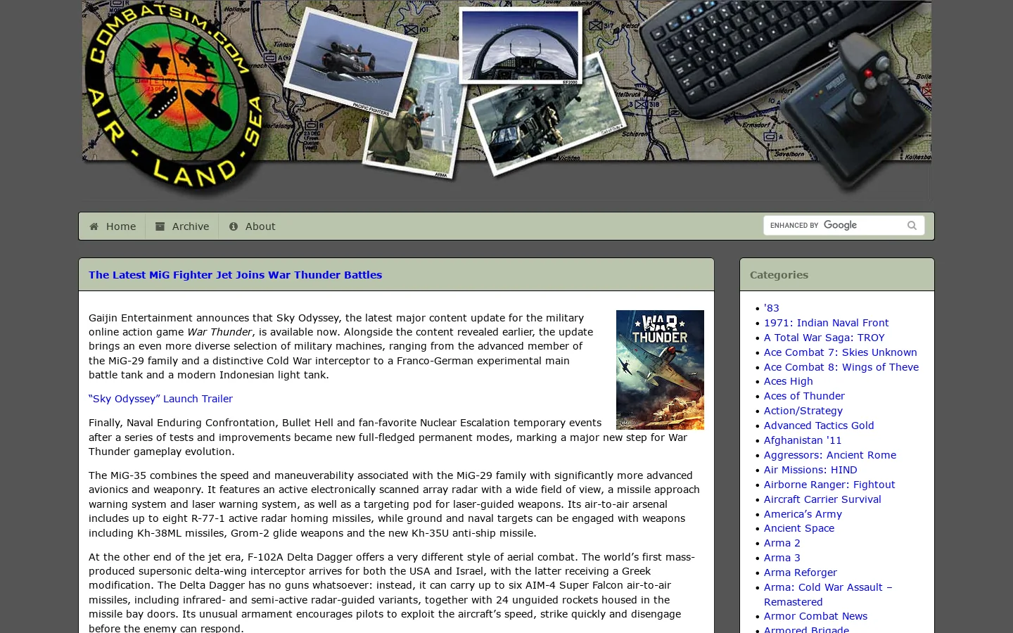 COMBATSIM.COM Homepage screenshot