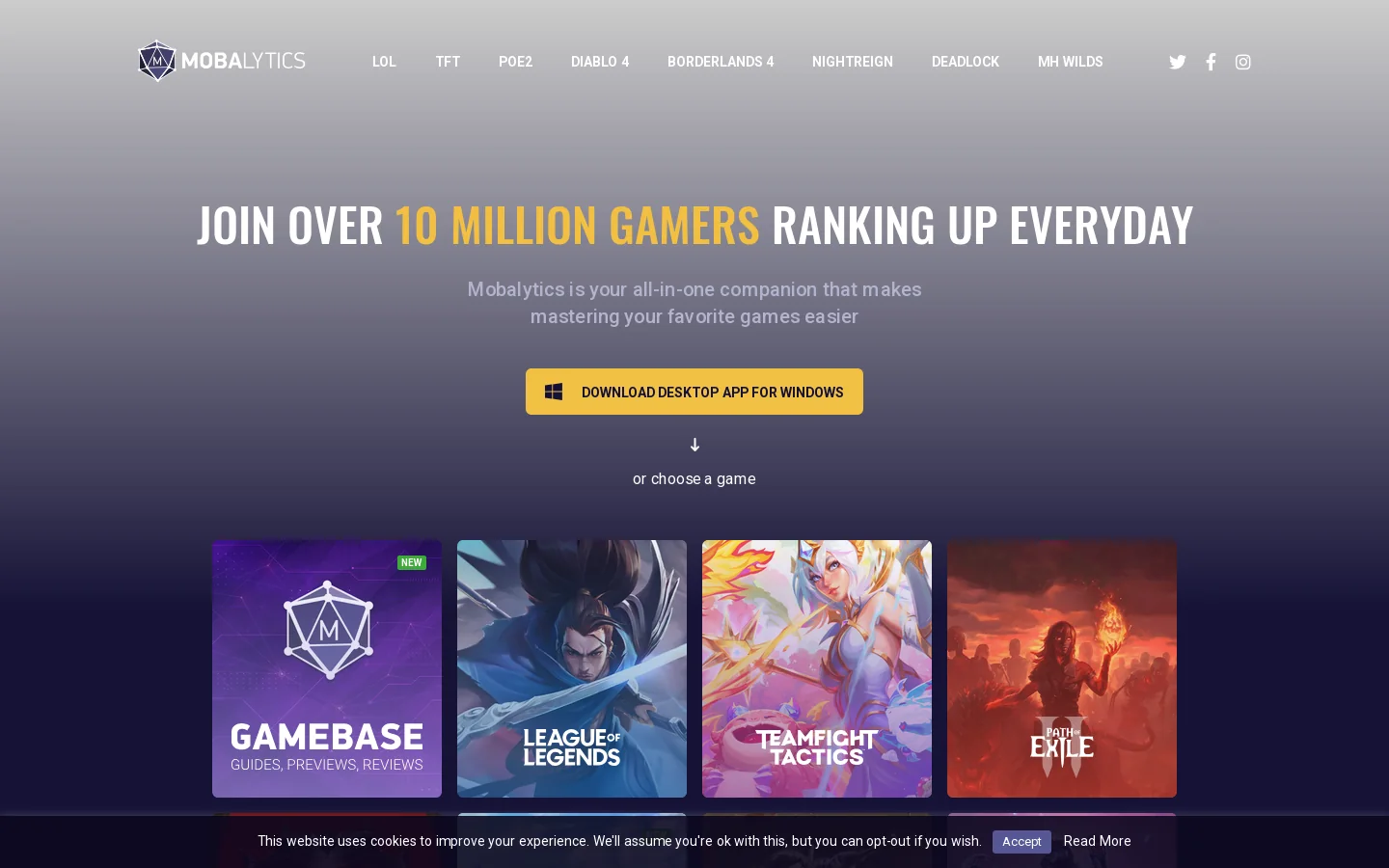 Mobalytics Homepage screenshot