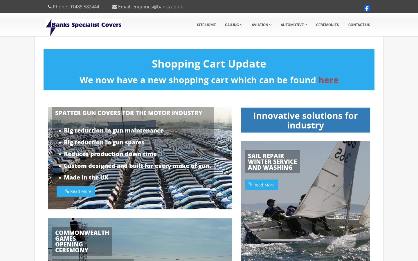 Banks Specialist Covers Homepage screenshot