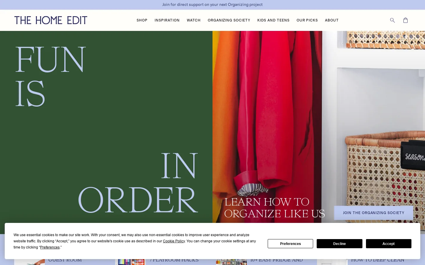 The Home Edit Homepage screenshot