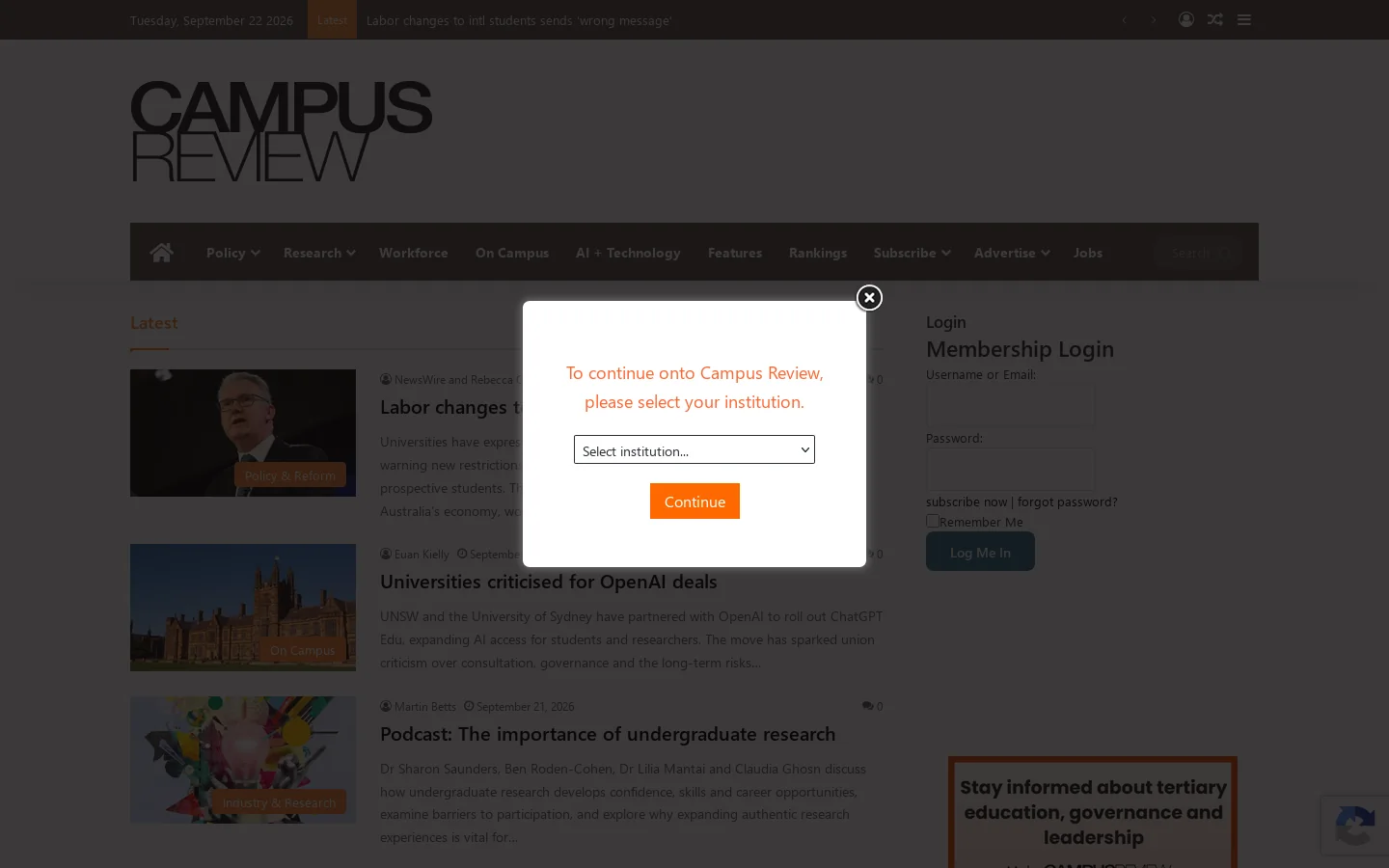 Campus Review Homepage screenshot