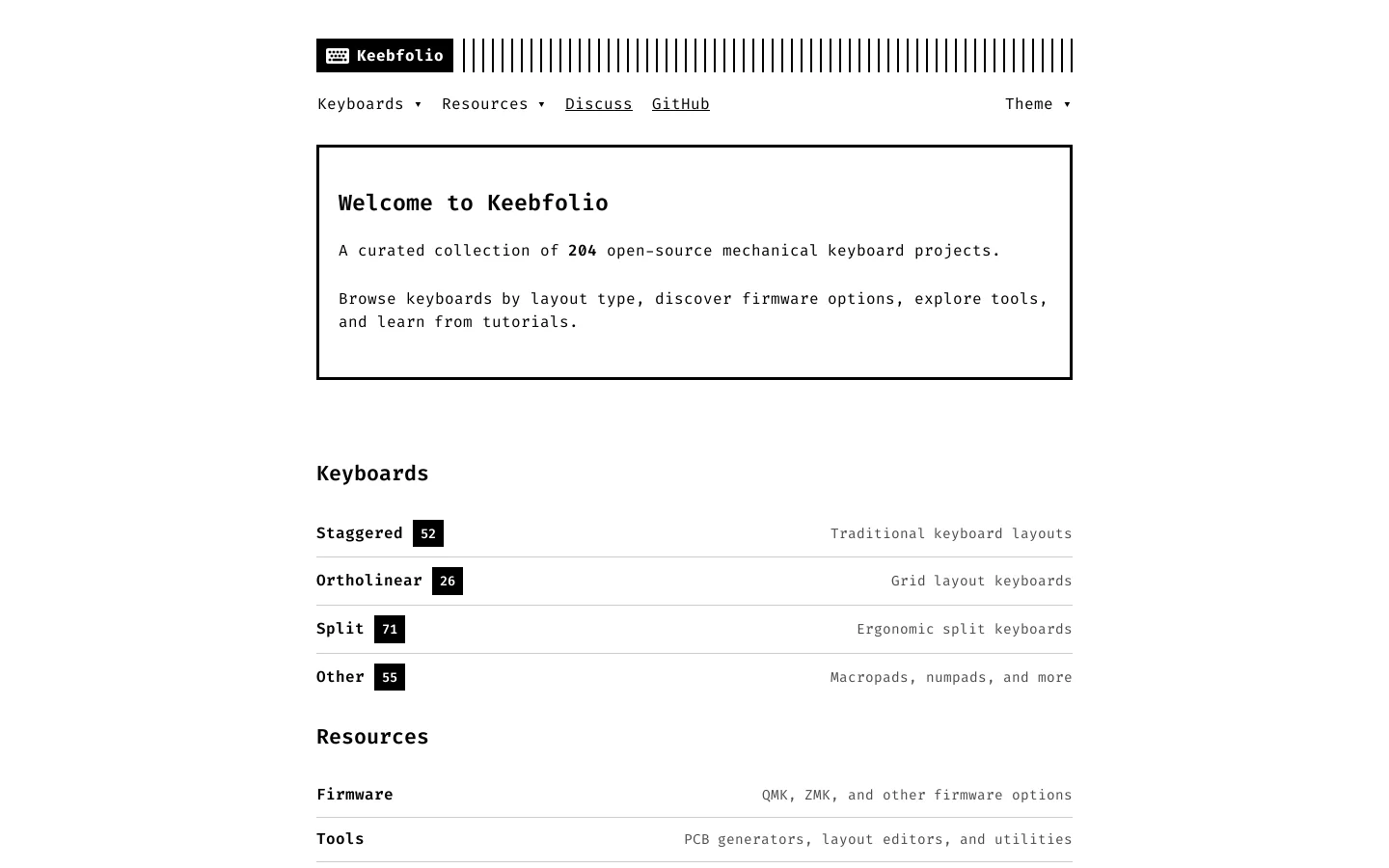 Keebfolio Homepage screenshot
