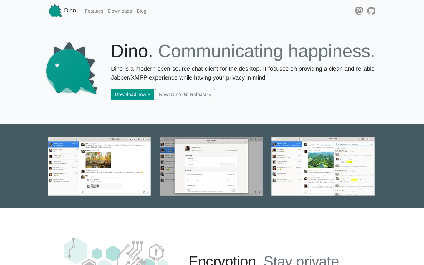 Dino. Communicating happiness Homepage screenshot