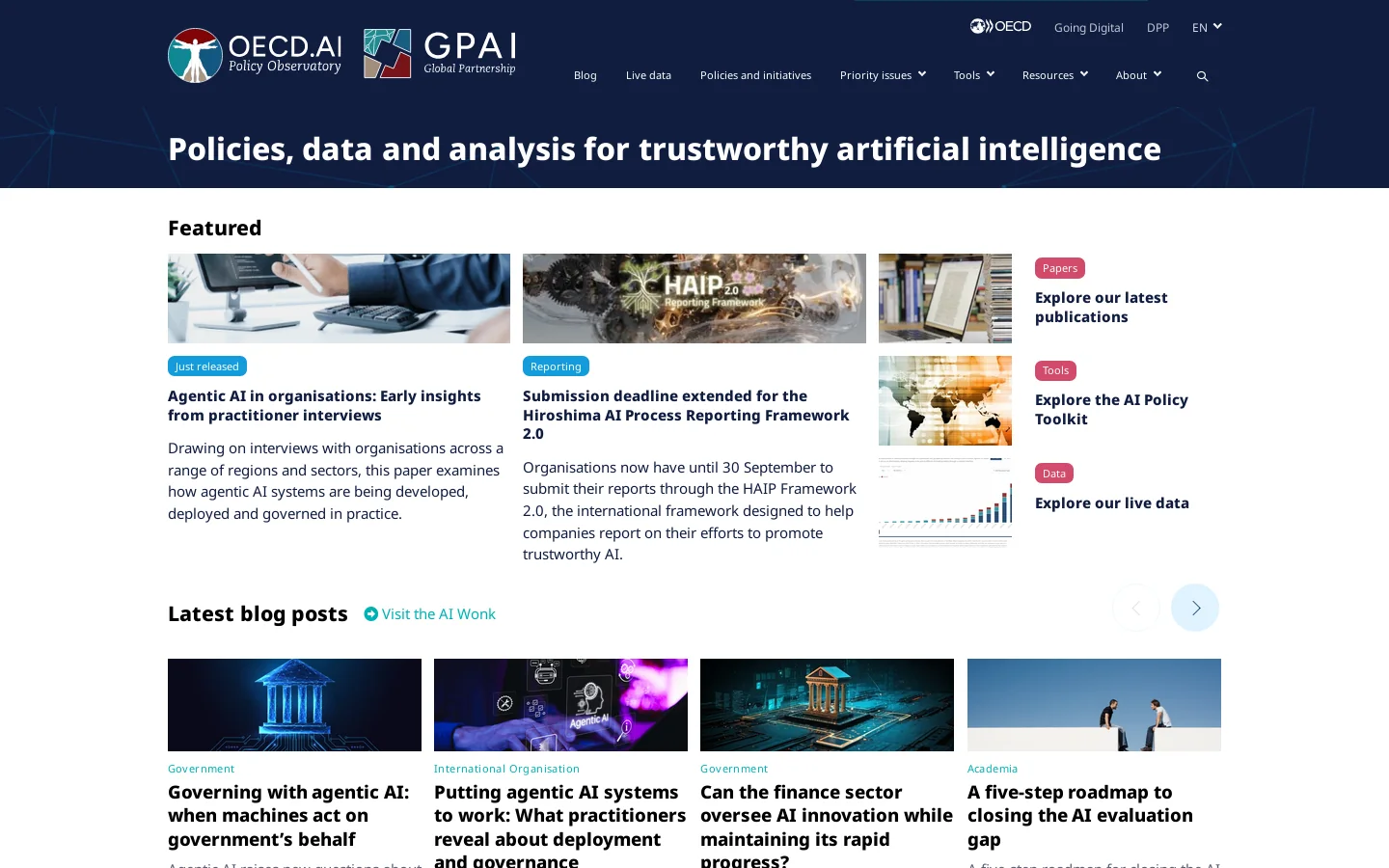 OECD.AI Homepage screenshot