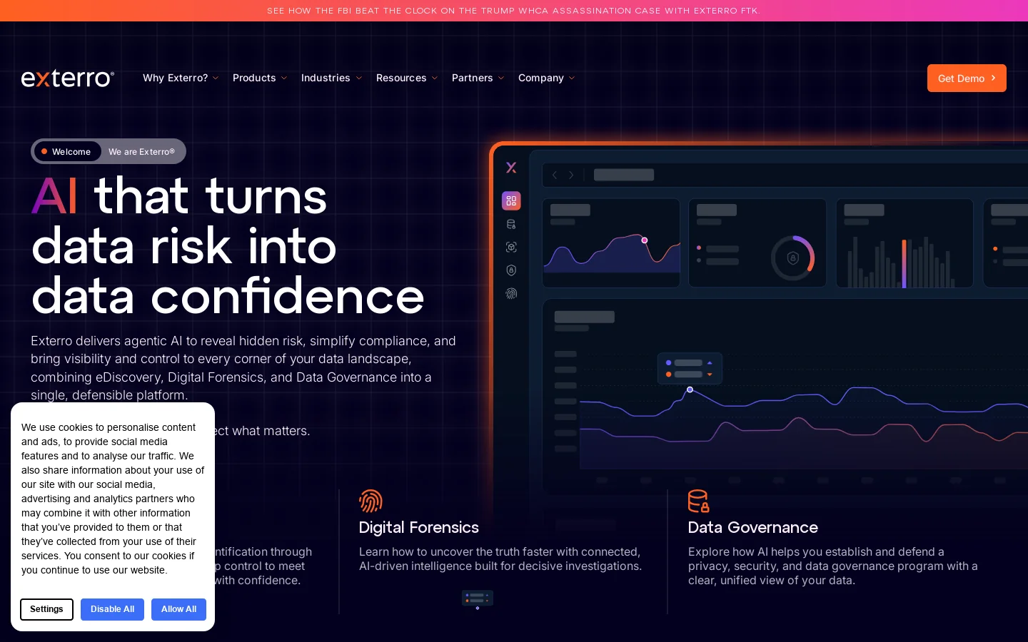 Exterro Homepage screenshot