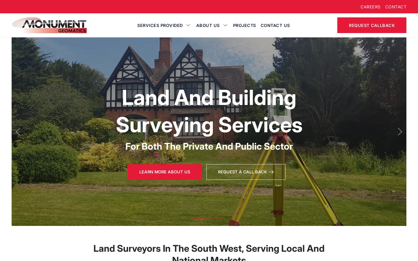 Monument Geomatics Homepage screenshot