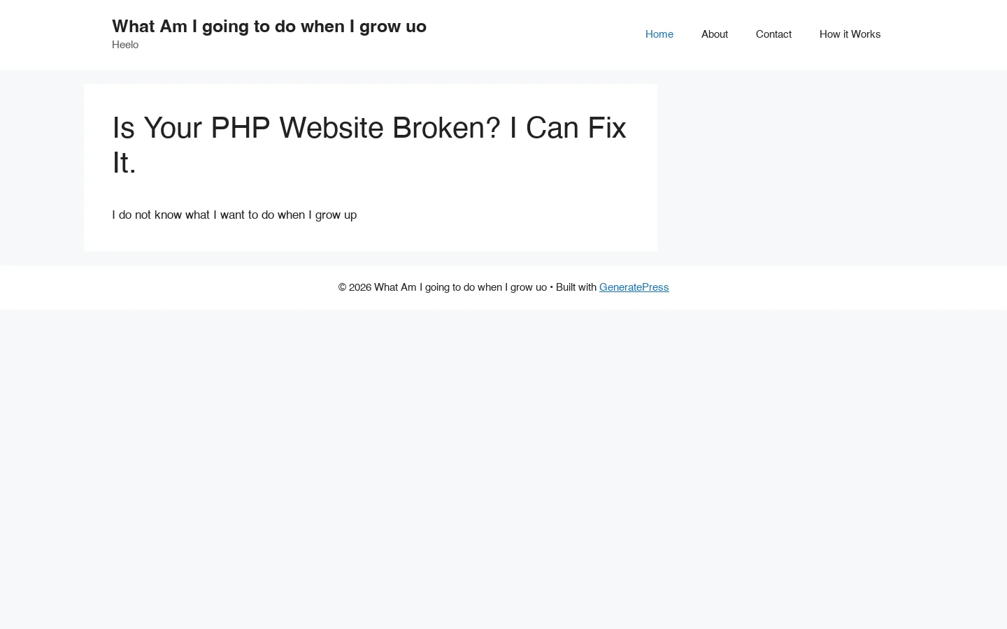 Is Your PHP Website Broken? I Can Fix It. Homepage screenshot