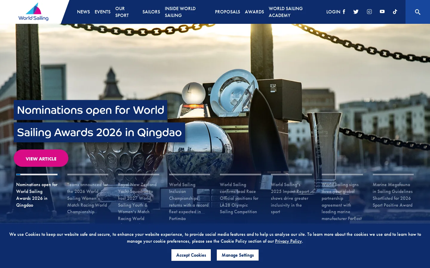 World Sailing - Home Homepage screenshot