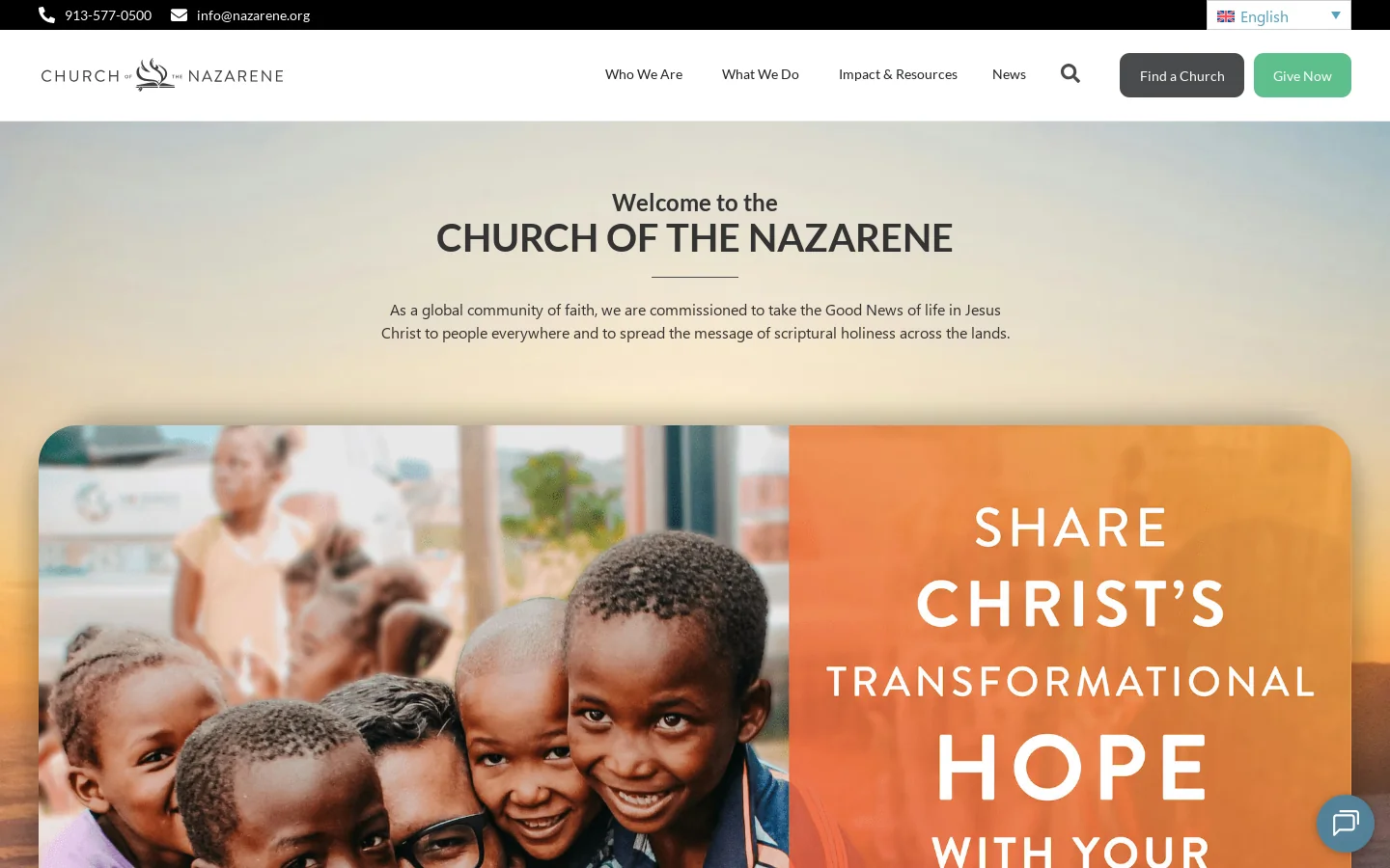 Church of the Nazarene - Christian Holiness Denomination Homepage screenshot