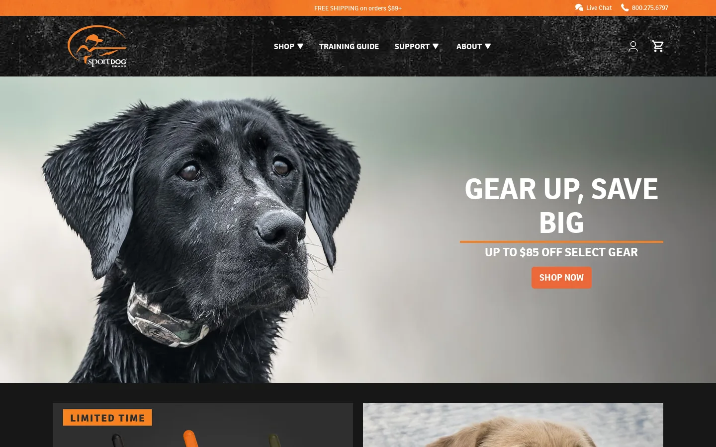 SportDOG® Training Gear Homepage screenshot