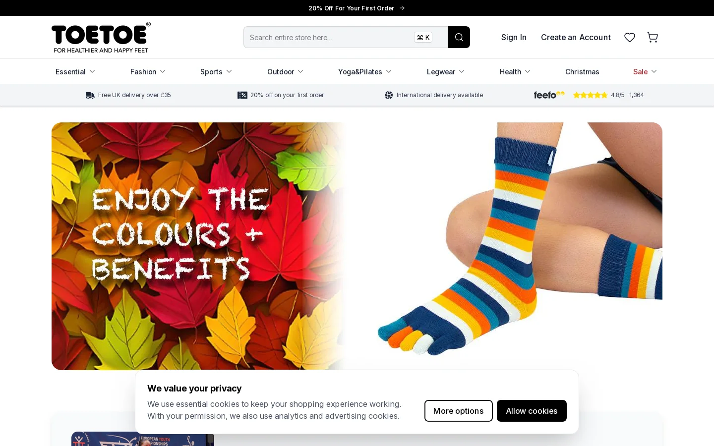 TOETOE® Toe Socks: Discover Comfort for Everyday, Yoga, Pilates, & More Homepage screenshot