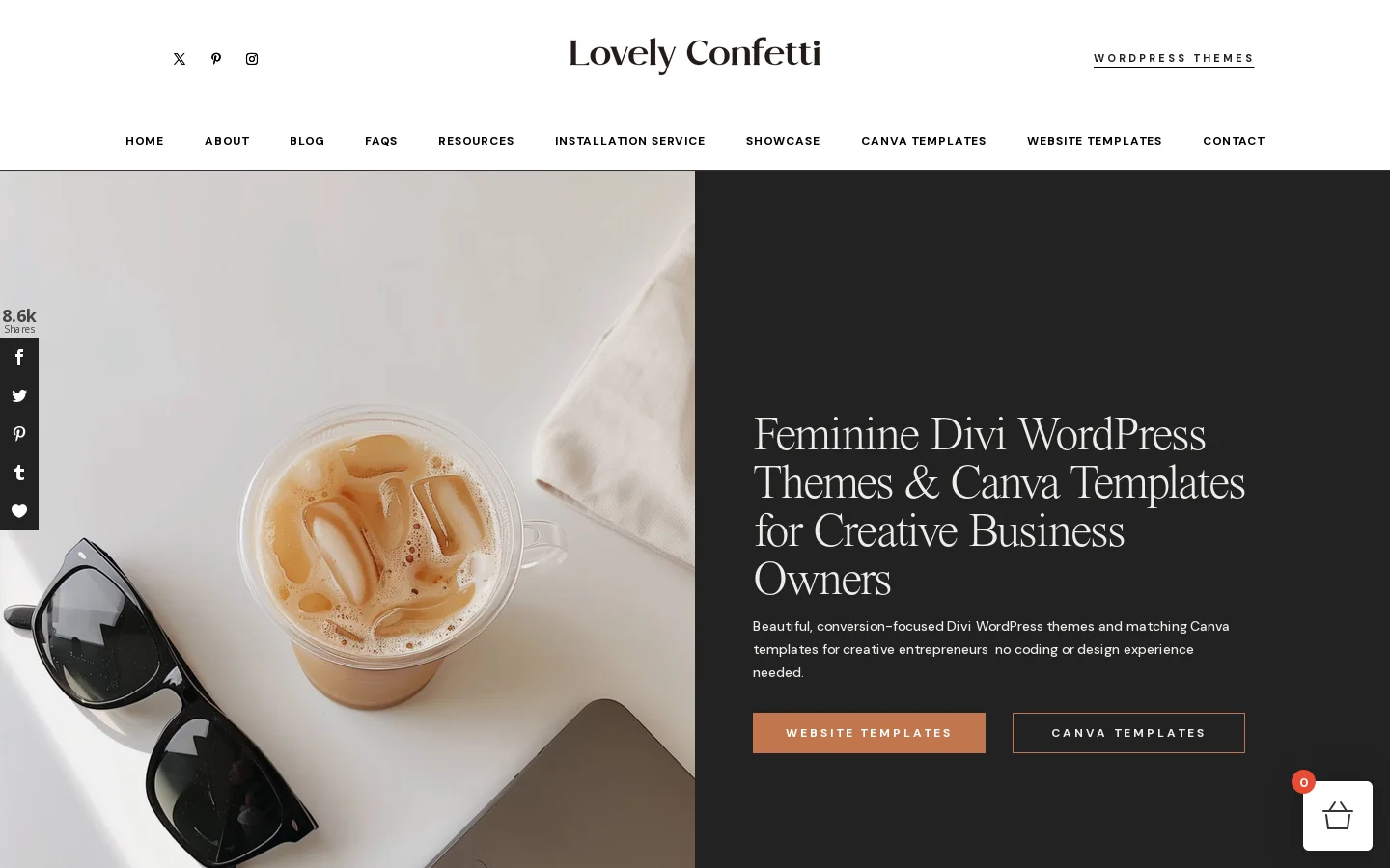 Lovely Confetti Homepage screenshot