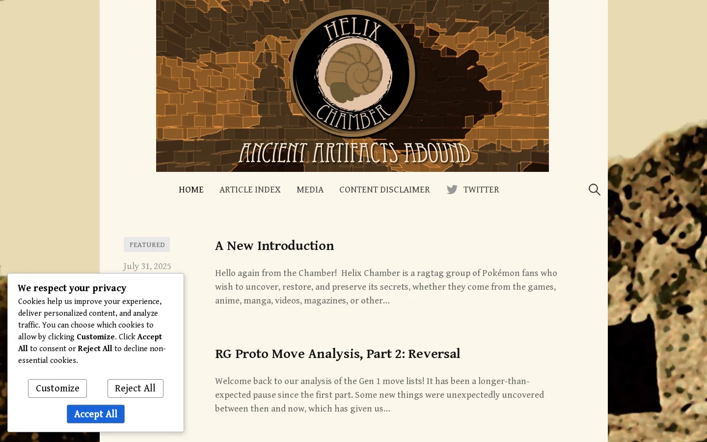 Helix Chamber Homepage screenshot