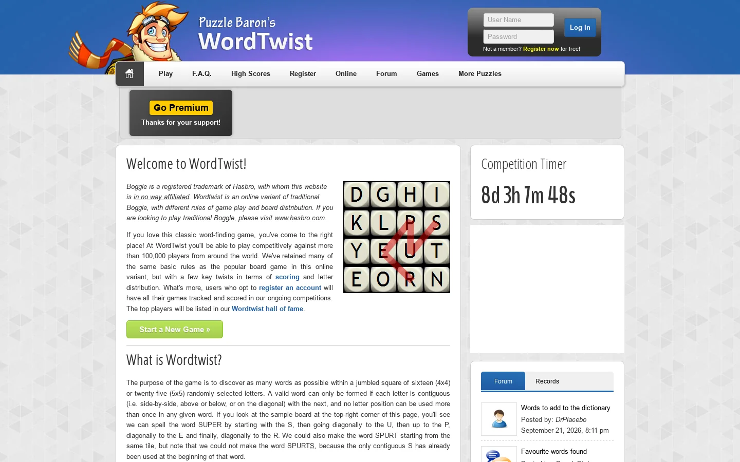 Wordtwist by Puzzle Baron Homepage screenshot
