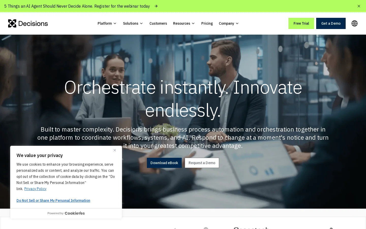 Decisions Homepage screenshot