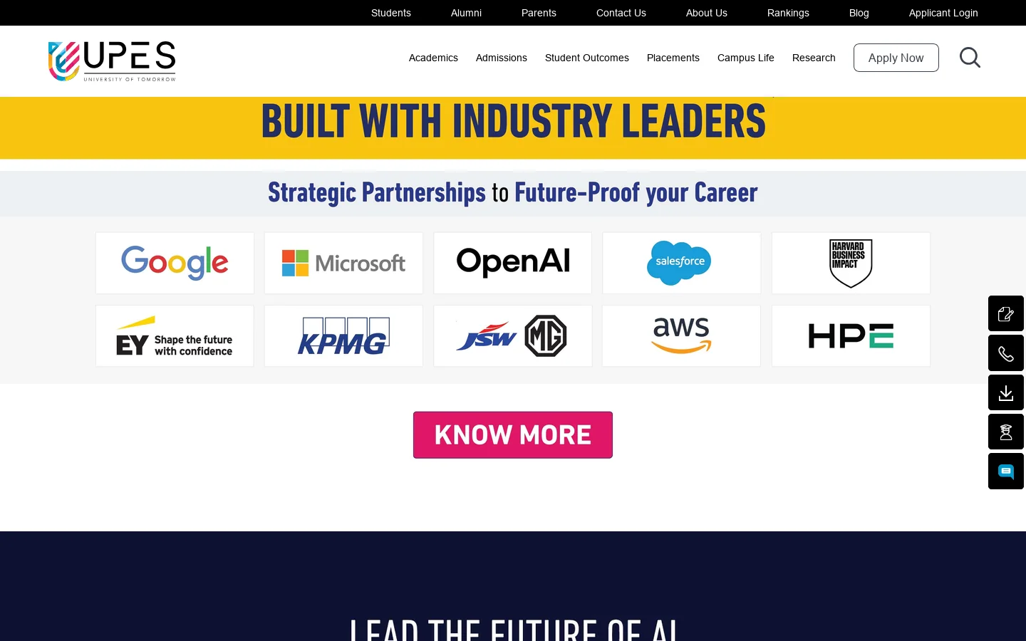 UPES Homepage screenshot