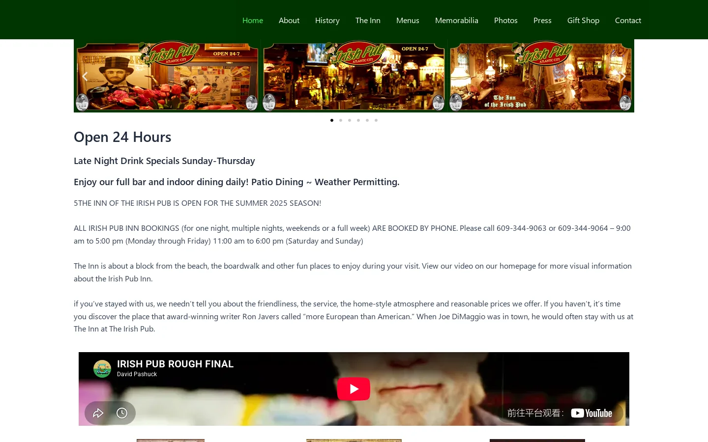 The Irish Pub Atlantic City Homepage screenshot