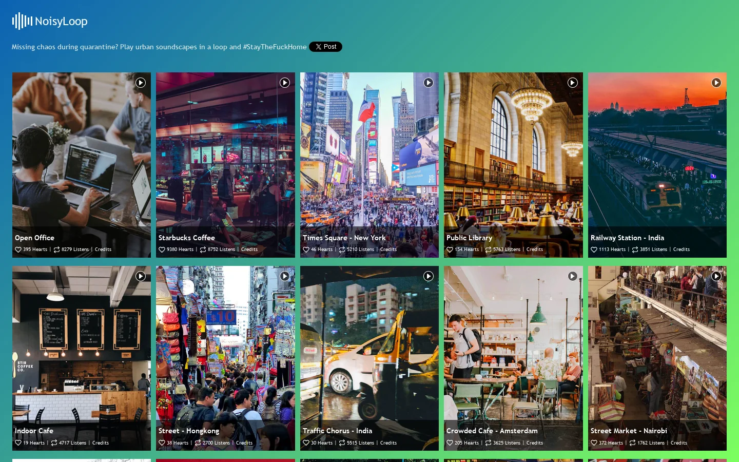 NoisyLoop Homepage screenshot
