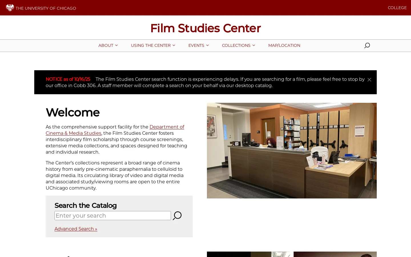 Film Studies Center Homepage screenshot