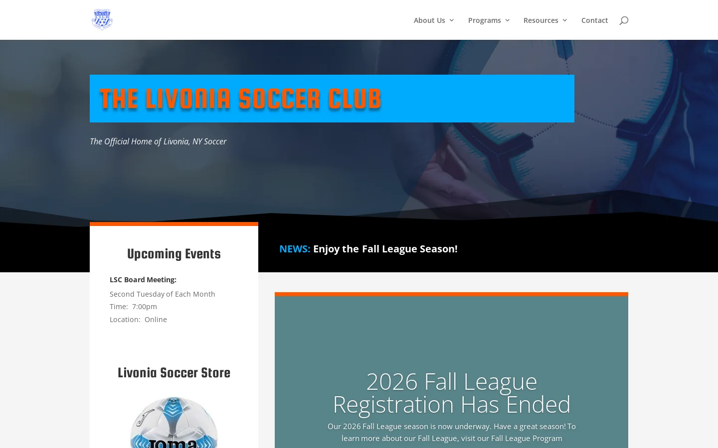 The Livonia NY Soccer Club | The Official Home of Livonia, NY Soccer Homepage screenshot