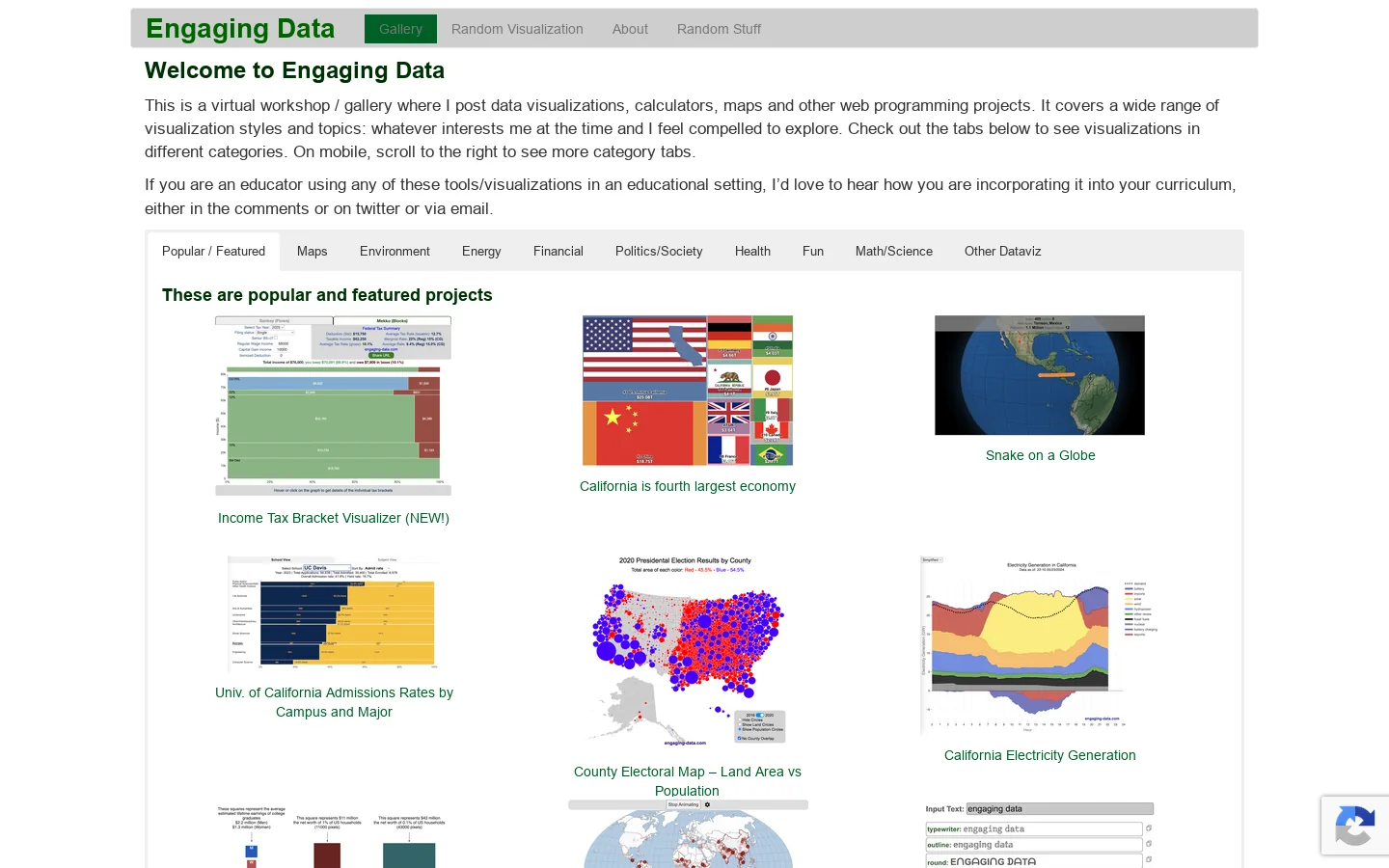 Engaging Data Homepage screenshot
