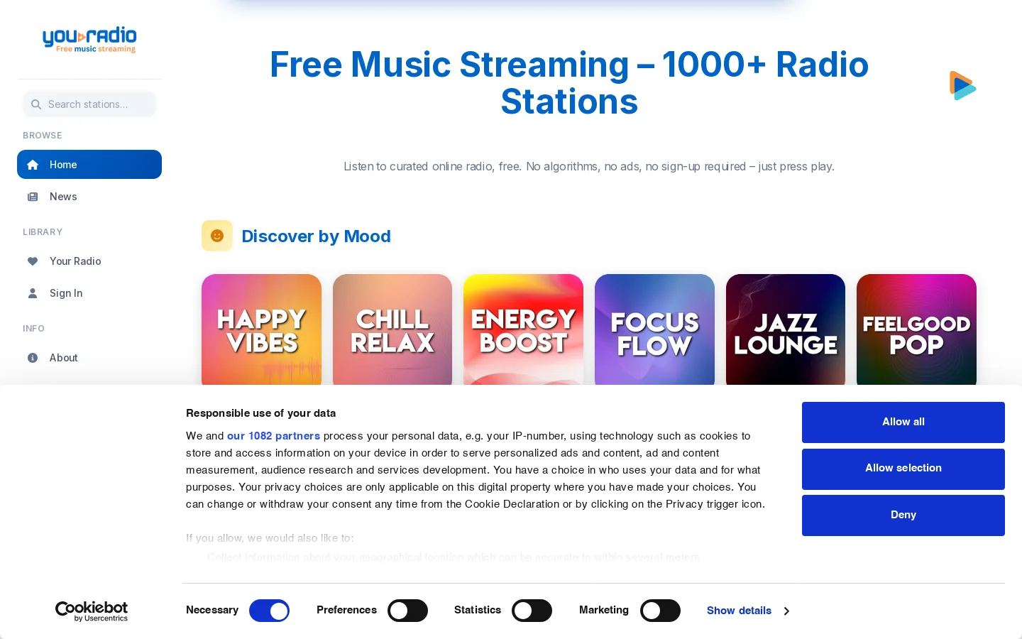 YouRadio Homepage screenshot