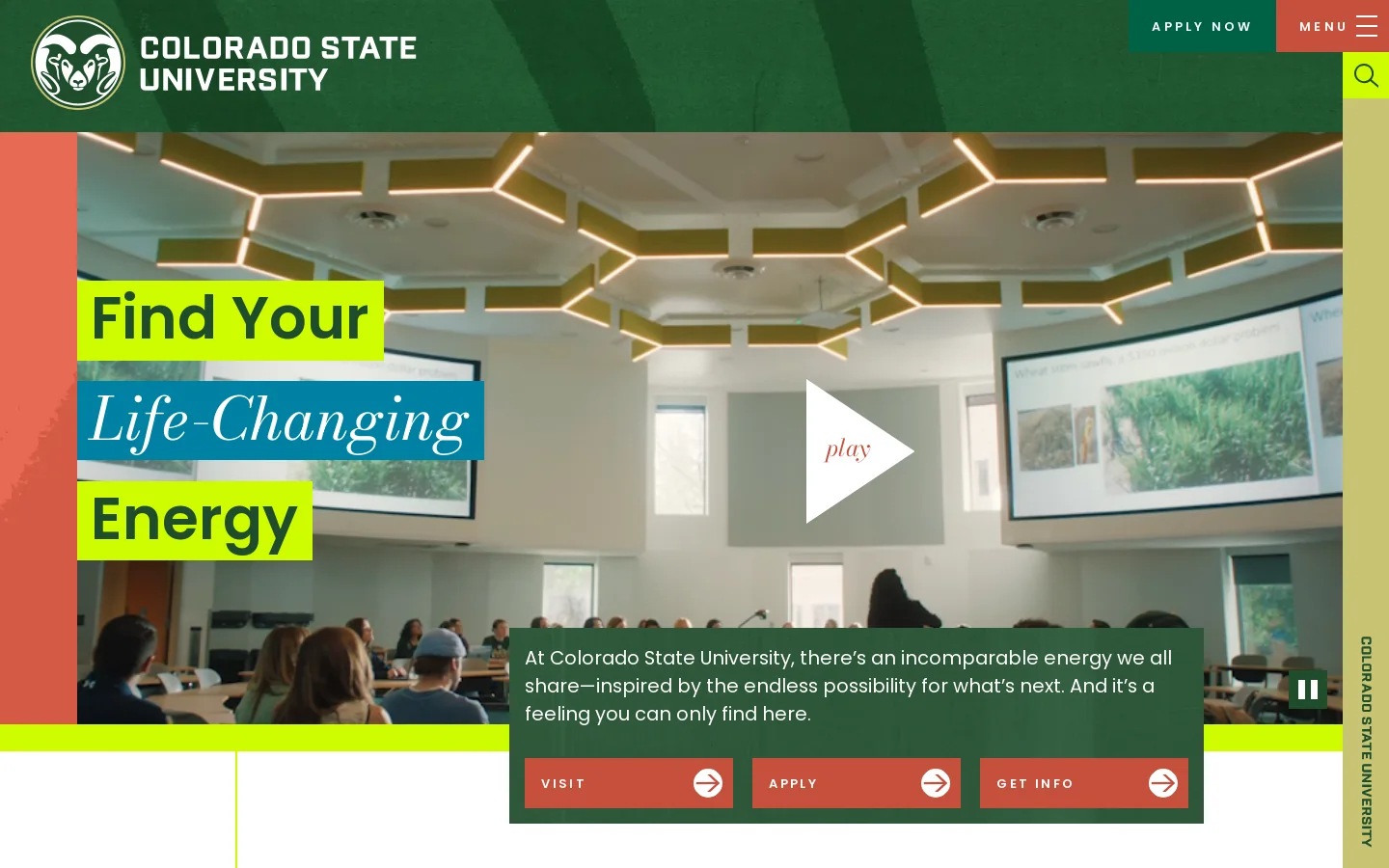 Colorado State University Homepage screenshot