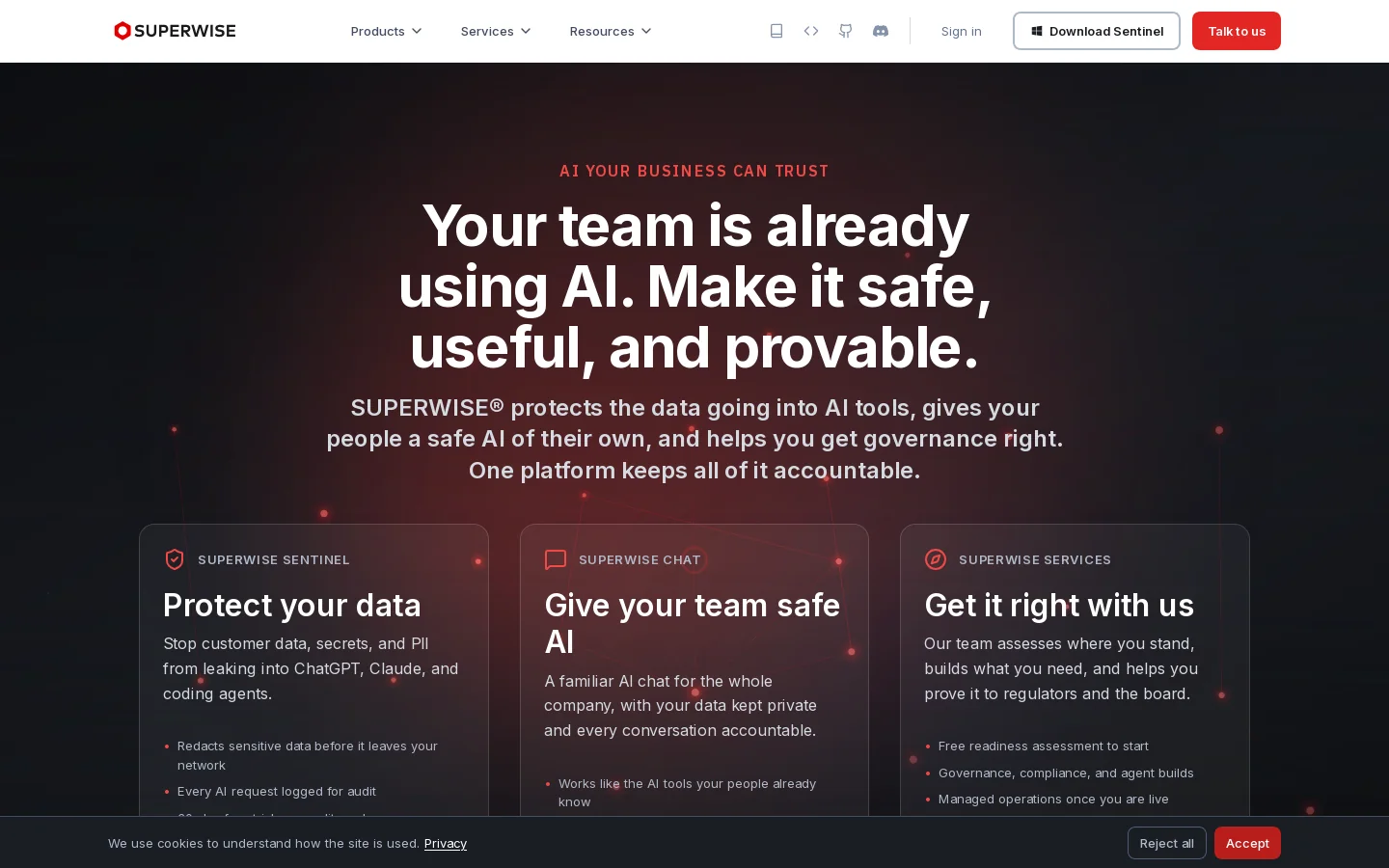 SUPERWISE Homepage screenshot
