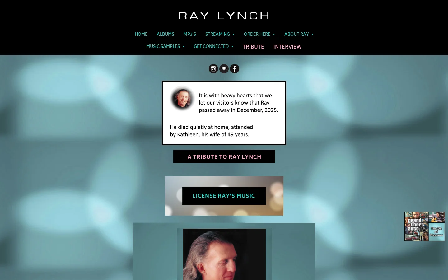 Ray Lynch Homepage screenshot