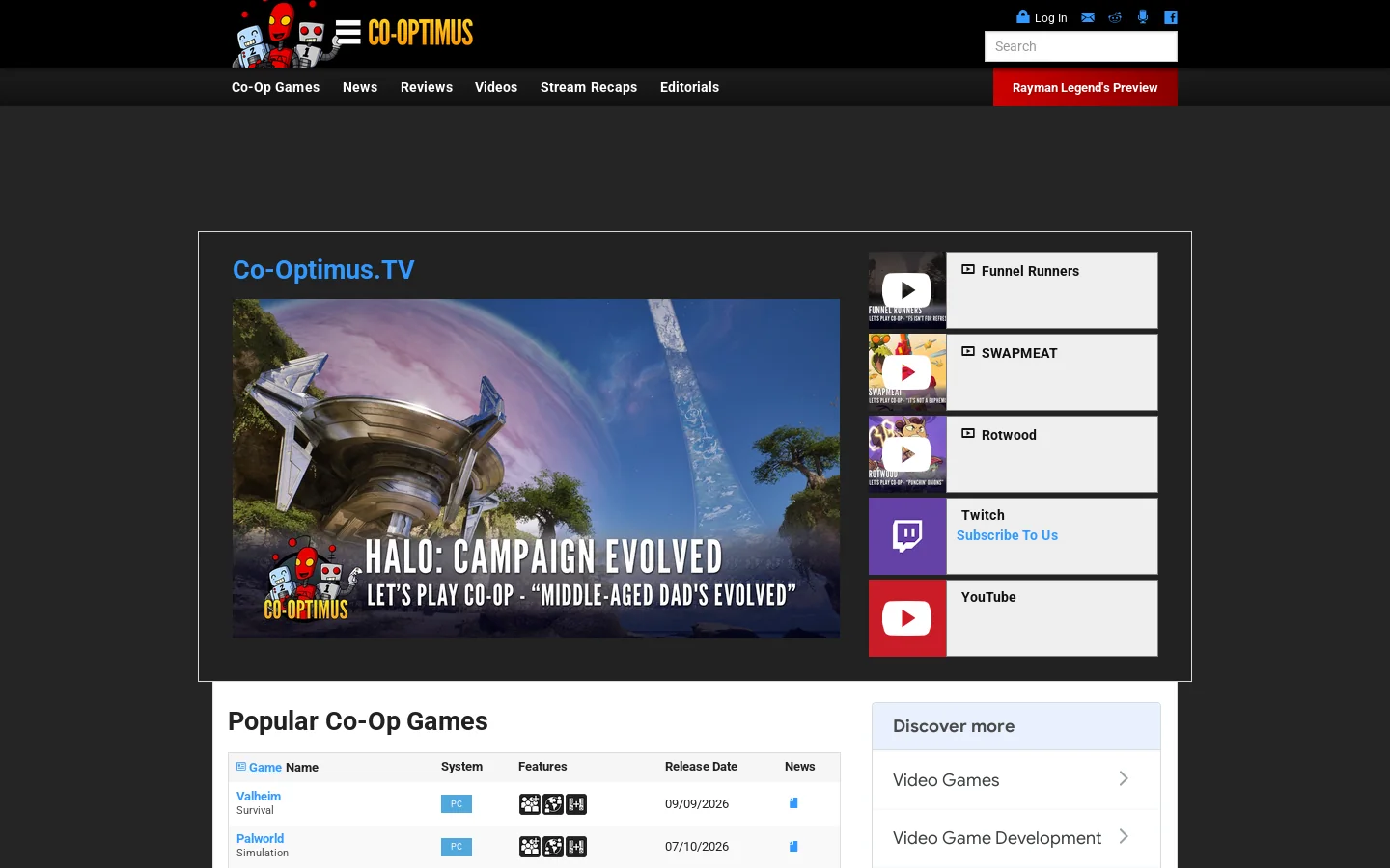 Co-Optimus Homepage screenshot