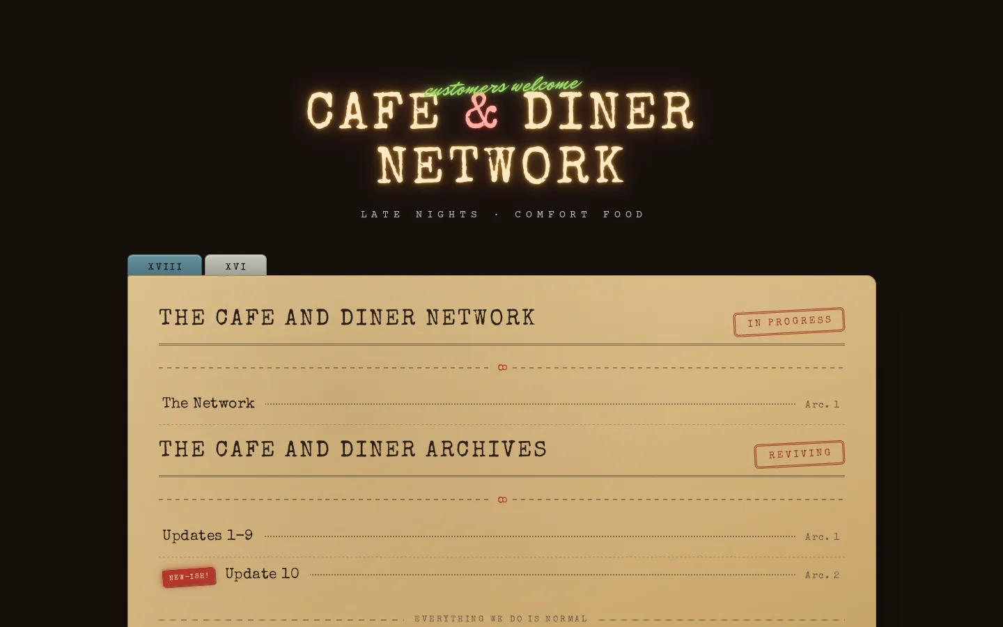 The Cafe and Diner Network Homepage screenshot