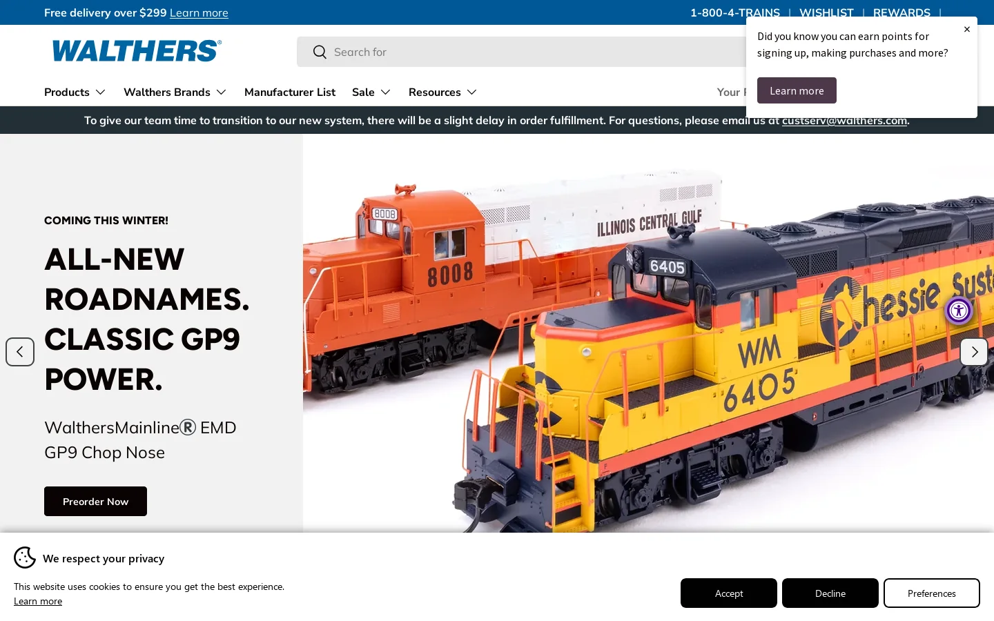 Walthers Homepage screenshot