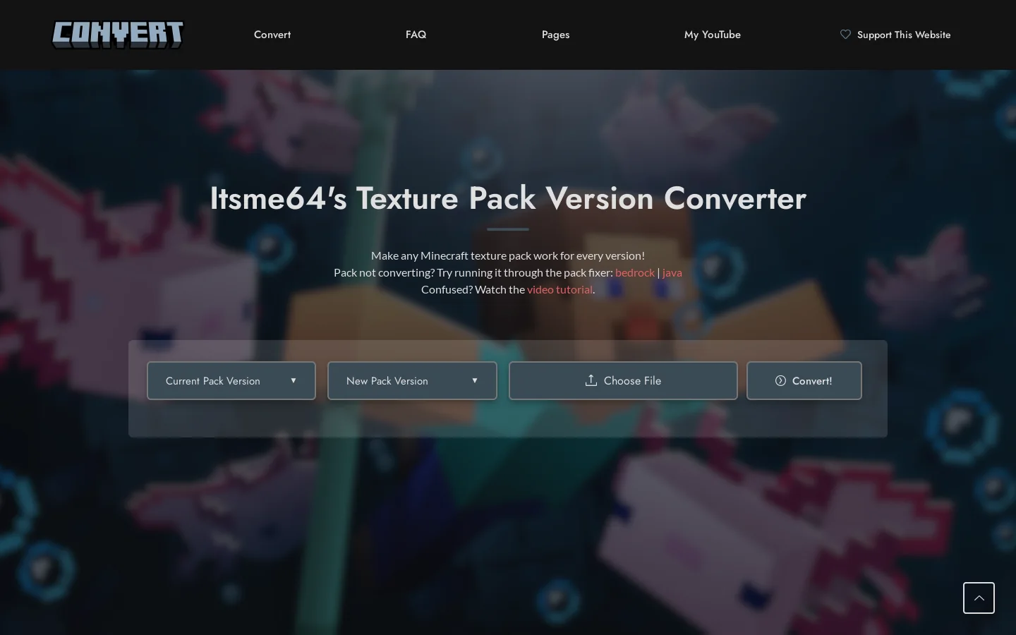 Itsme64's Minecraft Texture Pack Updater Homepage screenshot
