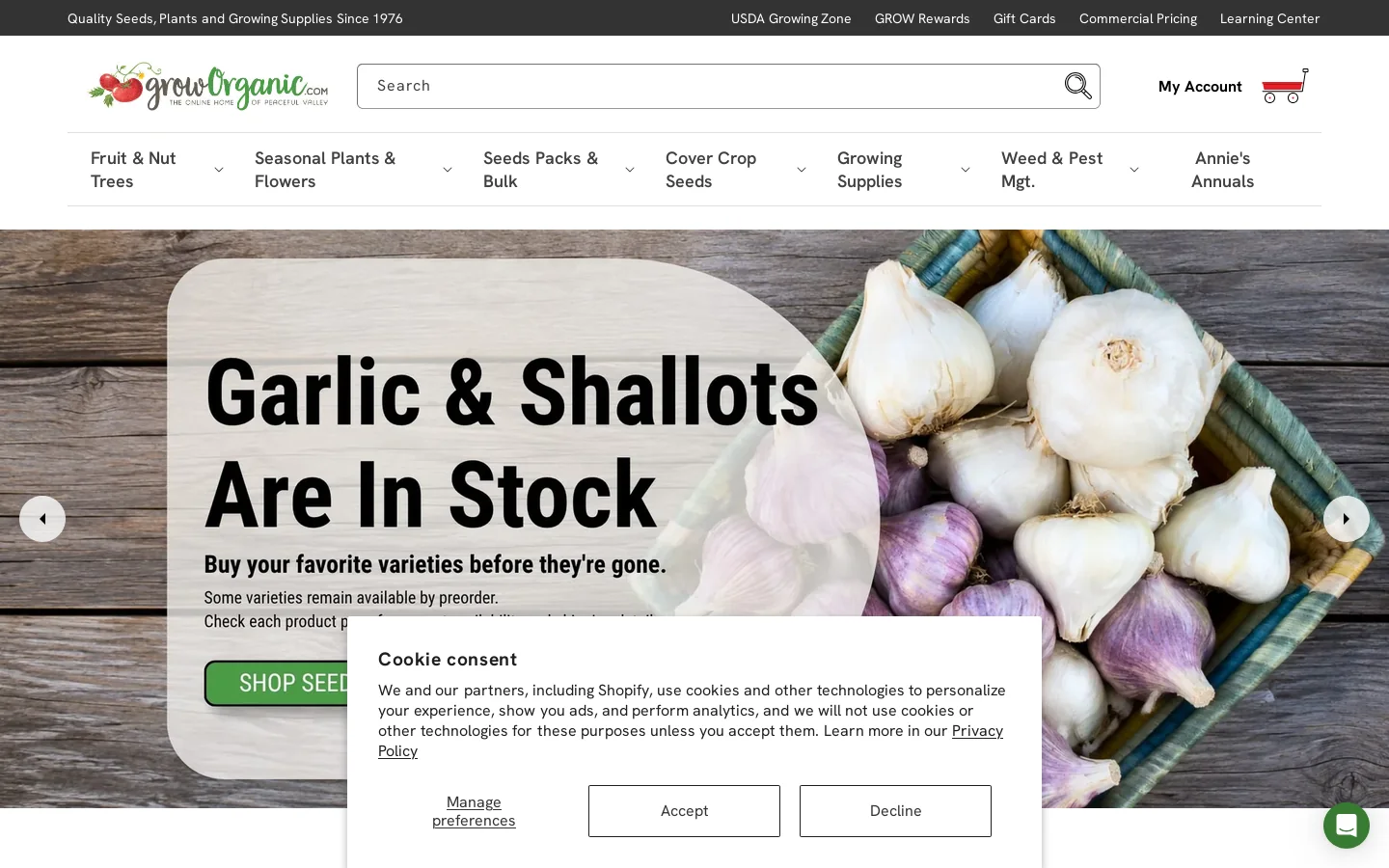 Grow Organic Homepage screenshot