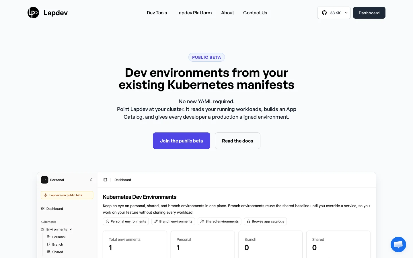 Lapdev Homepage screenshot