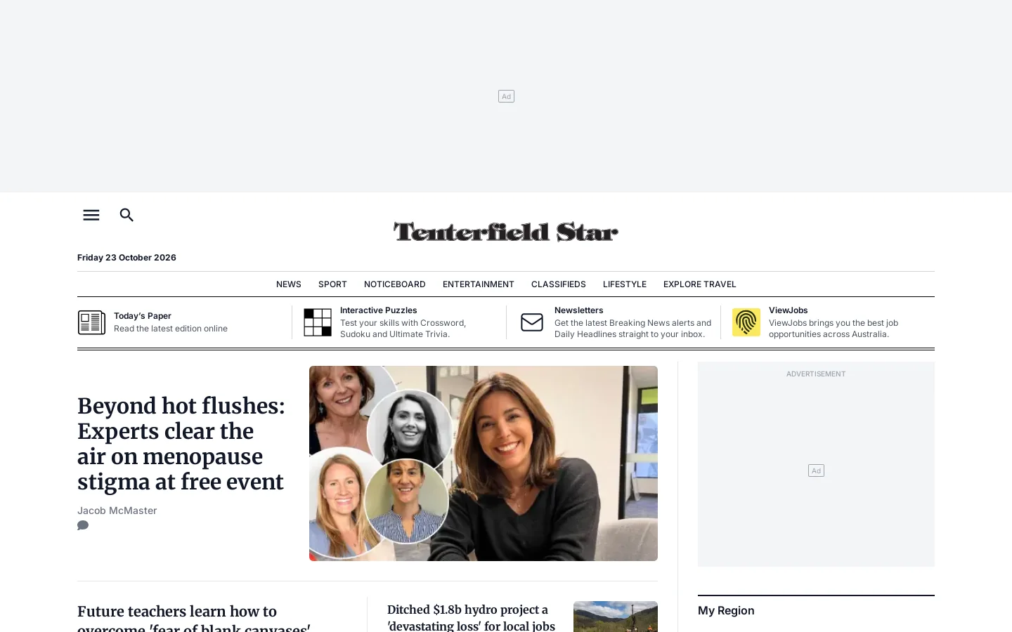 Tenterfield Star Homepage screenshot