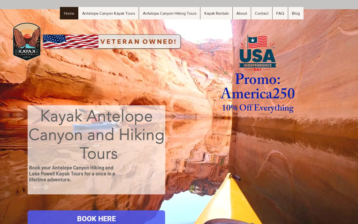Kayak Lake Powell in Page AZ - Kayak Tours You Can Trust and Count On - Kayak Antelope Canyon, Lake Powell, Horseshoe Bend, Arizona - Best kayak tour company and rentals near me Homepage screenshot