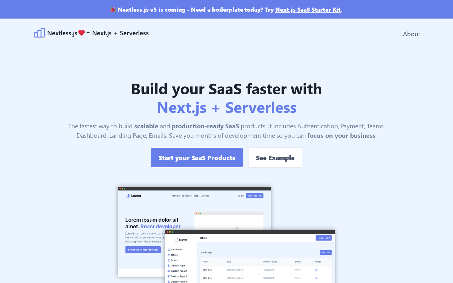 Nextless.js Homepage screenshot