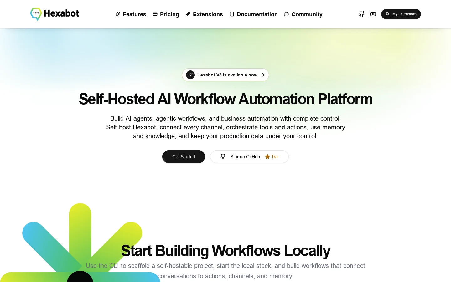 Hexabot Homepage screenshot
